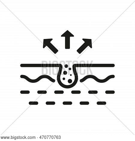 Cleansing Clogged Deep Pore Silhouette Icon. Facial Skin Care Glyph Pictogram. Unclog Skin Face Of D