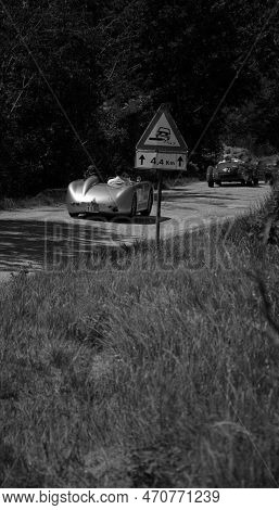 Jaguar Xk 120 Fhc Coupe 1950 On An Old Racing Car In Rally Mille Miglia 2022 The Famous Italian Hist