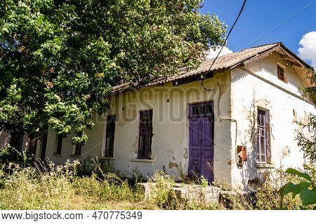 Beautiful Old Abandoned Building Farm House In Countryside On Natural Background