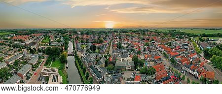 Aerial Panorama From The Traditional City Bolsward In Friesland The Netherlands