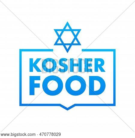 Kosher Food Product Sign Label, Sticker. Certified Kosher Sign. Vector Stock Illustration.