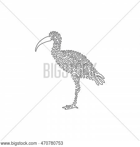 Single Line Drawing Of Ibises With Long, Down Curved Bills Abstract Art. Continuous Line Drawing Gra