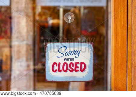 Close-up On An English Open Sign Saying 