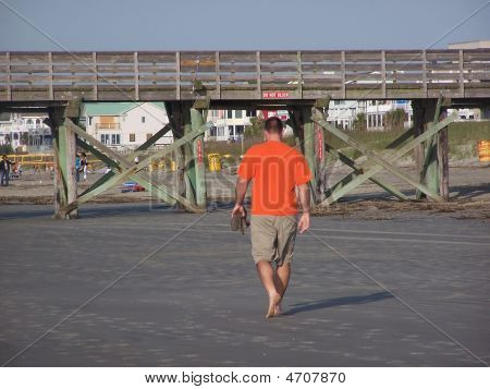 Man Walking On The Beach.