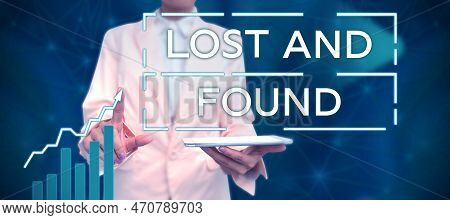 Text Sign Showing Lost And Found. Word Written On Place Where You Can Find Forgotten Things Search S