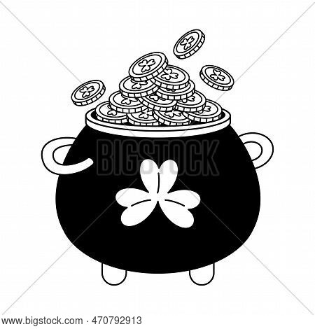 Vector Cute Saint Pot Of Money Cartoon Isolated