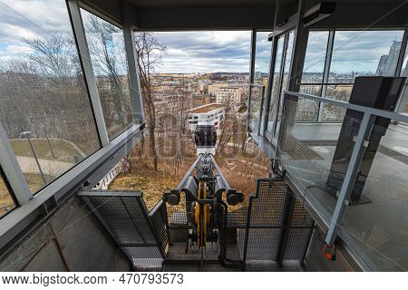 Gdynia, Poland - April 2022: Small Roller Coaster To The Viewpoint Kamienna Gora