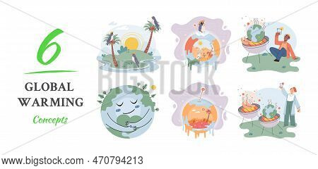 Global Warming 6 Concepts. Long-term Increase In Average Temperature Of Earths Climate System. Envir