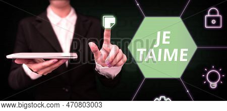 Handwriting Text Je Taime. Internet Concept Expressing I Love You Words In French