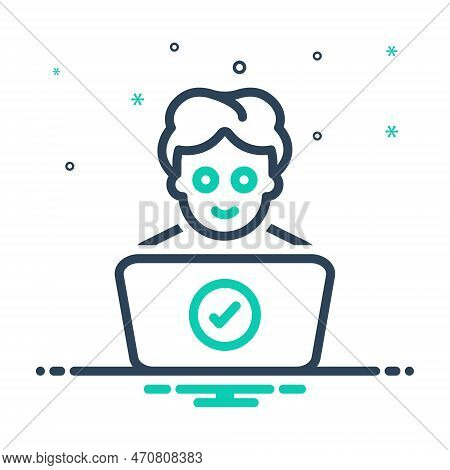 Mix Icon For Determining Representative Explanatory Courage Laptop Work Employee
