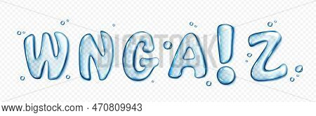 Water Font Letters Png Isolated On Transparent Background. Vector Illustration Of English Abs With L