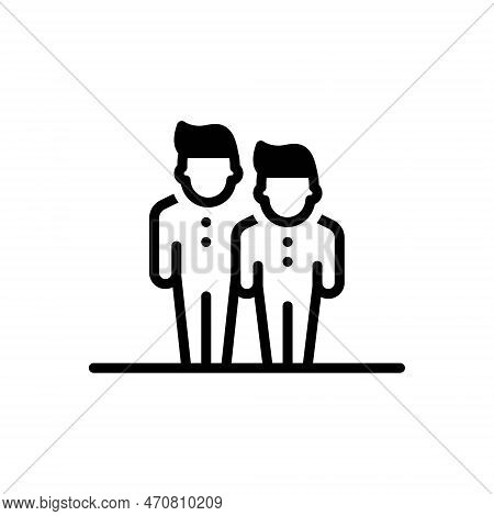 Black Solid Icon For Brother Buddy Friend Fellow Chum Comrade Relation Trust Together Relative Twins