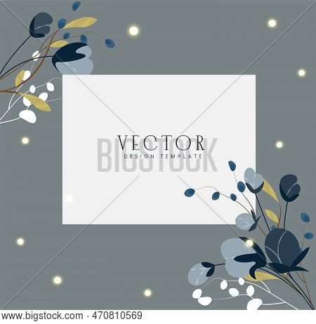 Vector Design Template. Vector Design Template Text In White Empty Space With Flower Art Element. Ve