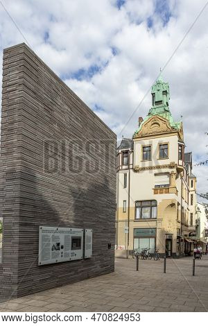 Wiesbaden, Germany - August 28, 2022: Holocaust Memorial Wall In Wiesbaden, Germany.