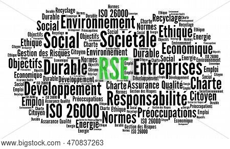 Corporate Social Responsibility Word Cloud Called Rse, Responsabilite Societale Entreprise In French