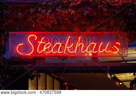 Close-up On A Neon Light Shaped Into A The Word 