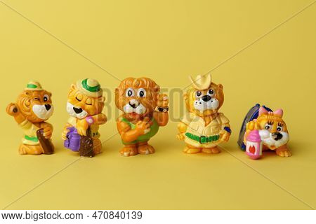 Tyumen, Russia-february 15, 2023: Kinder Surprise Lions. Kinder Surprise Toy. Sweet Gift. Hobby. Kin