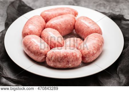 Rolled Botifarra, A Pork Meat Sausage Typical Of Catalonia, Spain, In A White Dish