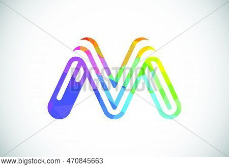 Initial Low Poly M Alphabet. Graphic Alphabet Symbol For Corporate Business Identity