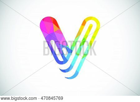 Initial Low Poly V Alphabet. Graphic Alphabet Symbol For Corporate Business Identity
