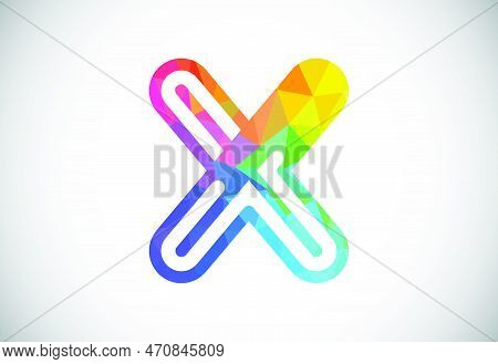 Initial Low Poly X Alphabet. Graphic Alphabet Symbol For Corporate Business Identity