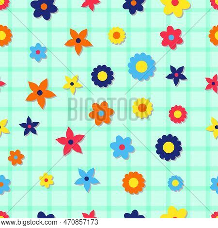 Trendy Groovy Seamless Pattern For Decorative Design. Retro 60s 70s Psychedelic Design. Floral Seaml