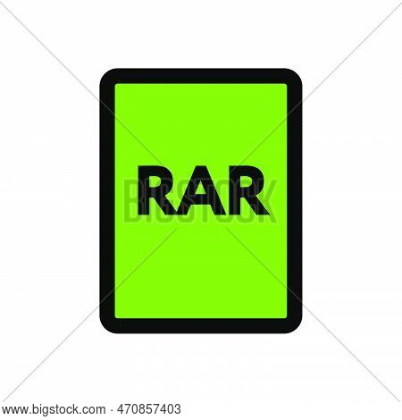 Rar File Icon Line Isolated On White Background. Black Flat Thin Icon On Modern Outline Style. Linea
