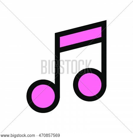 Music Note Icon Line Isolated On White Background. Black Flat Thin Icon On Modern Outline Style. Lin