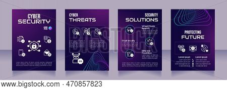 Cyber Security Purple Premade Brochure Template. Cybersecurity Threats. Information Safety Booklet D