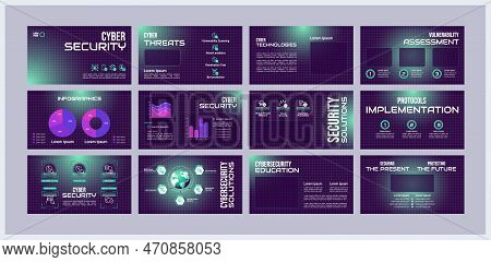 Cyber Security Presentation Templates Set. Cybersecurity Training. Risk Management. Ready Made Ppt S