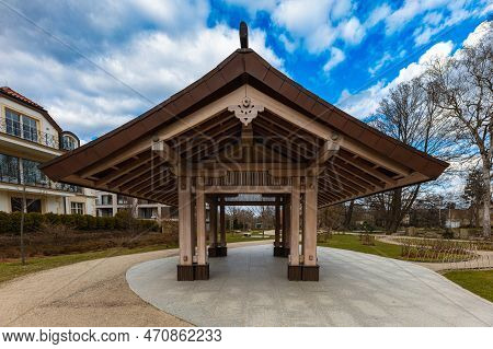 Gdansk, Poland - April 2022: English-chinese Garden Square In Oliwski Park
