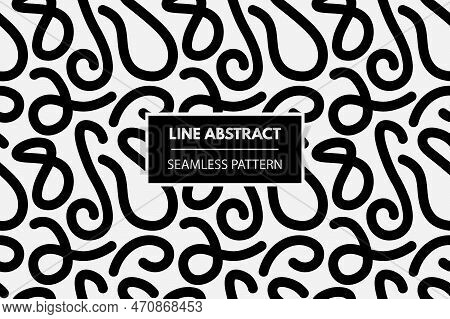 Squiggly Wiggly Black Vector Lines Abstract Seamless Repeat Swatch Pattern