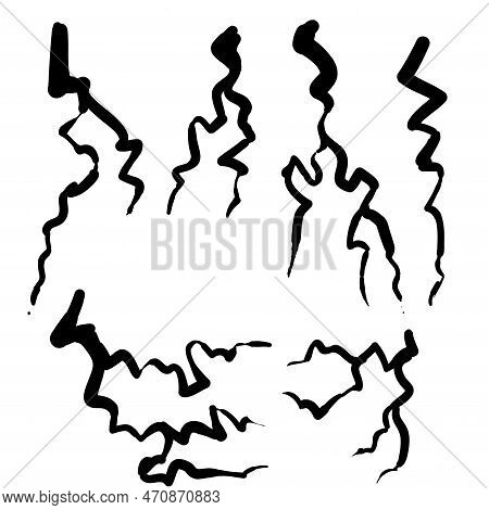 Hand Drawn Blitz Lightning Thunder Light Sparks Storm Flash Thunderstorm. Power Energy Charge Thunde
