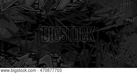 Dark Black Abstract Flat Urban Street Art Graffiti Style Vector