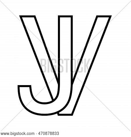 Logo Sign Vj Jv, Icon Double Letters Logotype V J