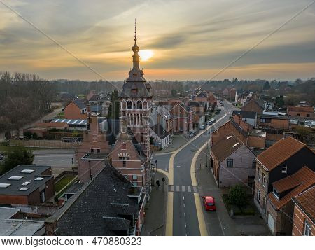 Emblem, Ranst, Belgium, 15th Of February, 2023, Old Town Hall Of Emblem, In The Dorpstraat Of The Li