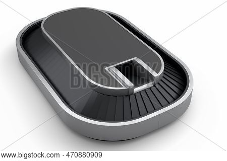 Airport Luggage Conveyor Belt From Baggage Claim Area On White Background.