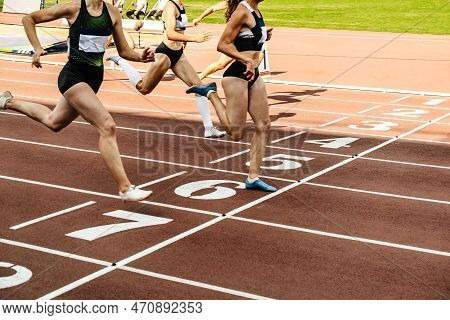 Finish Line Women Sprint Race In Athletics Competition