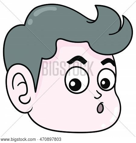 Man Gawking Face, Vector Illustration Carton Emoticon. Doodle Icon Drawing