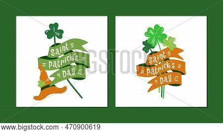 The Composition Set Of The Tape With The Words St. Patrick's Day Clover Leaves Winding Around