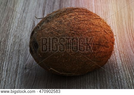 Tropical Dry Cocount On The Wood Background