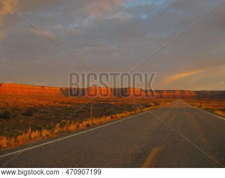 Sunrise Landscape Near Mexican Hat, Utah, Highway 163