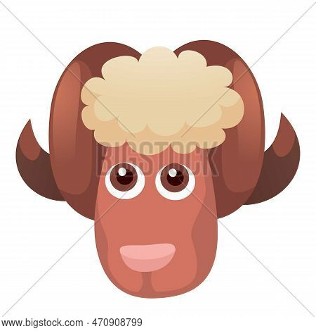 Head Cute Ram Icon. Cartoon Of Head Cute Ram Icon For Web Design Isolated On White Background