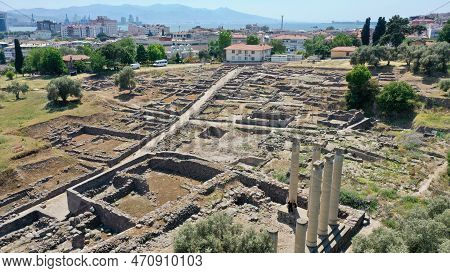 Aerial View Of Izmir Smyrna Mound. High Quality Photo