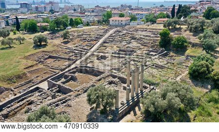 Aerial View Of Izmir Smyrna Mound. High Quality Photo