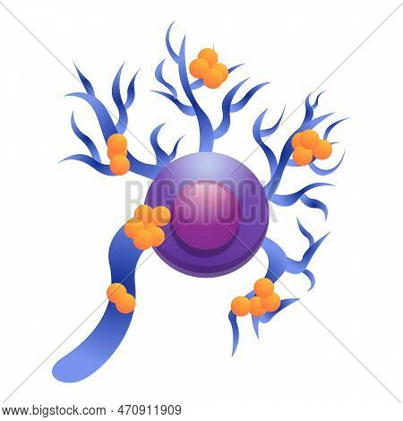 Neuron Sick Disease Icon. Cartoon Of Neuron Sick Disease Icon For Web Design Isolated On White Backg
