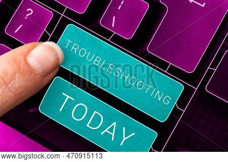 Text Caption Presenting Troubleshooting. Concept Meaning An Act Of Investigating Or Dealing With In 