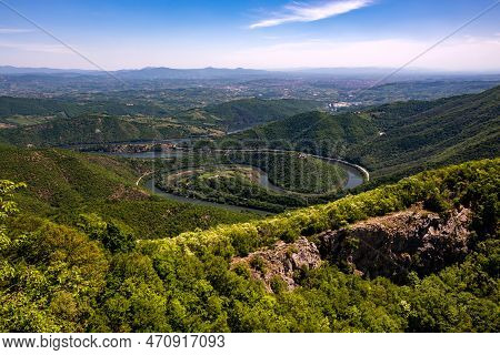 View From The Top Of Kablar On The Ovcar-kablar Gorge And Western Morava In Serbia On A Sunny Day.