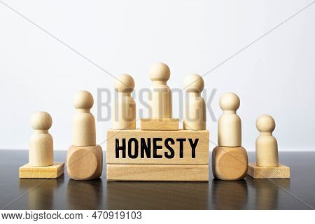 Honesty Word Written On Wood Block. Honesty Text On Table, Concept.