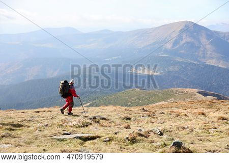 Carpathian Mountains, Ukraine - October 8, 2022 Mount Hoverla. Carpathians In Ukraine In Autumn. Tou